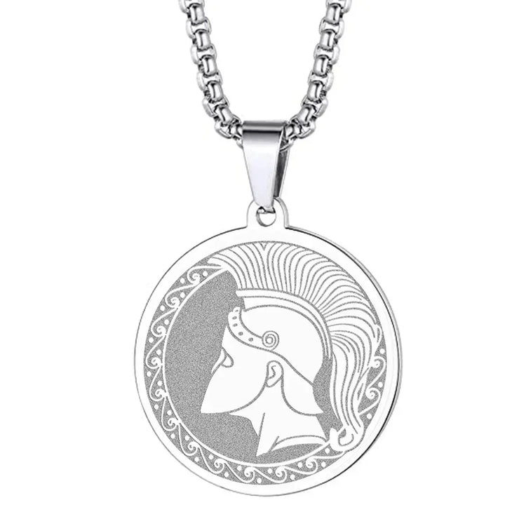 Mens Ancient Greek God Spartan Warrior Pendant Gladiator Necklace Women Mythology Spartan Helmet Charm Neck Chain Amulet Jewelry