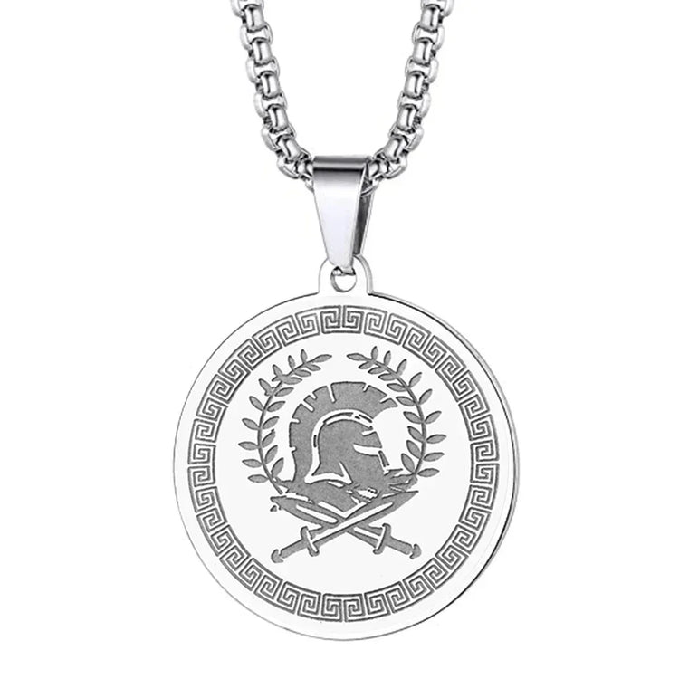 Mens Ancient Greek God Spartan Warrior Pendant Gladiator Necklace Women Mythology Spartan Helmet Charm Neck Chain Amulet Jewelry