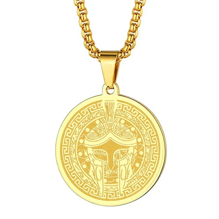 Mens Ancient Greek God Spartan Warrior Pendant Gladiator Necklace Women Mythology Spartan Helmet Charm Neck Chain Amulet Jewelry