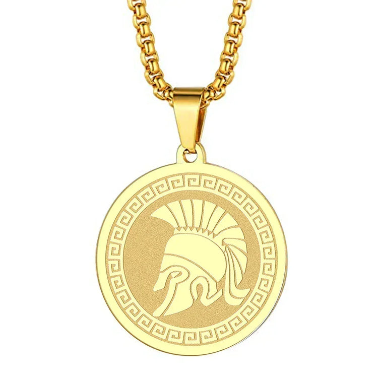 Mens Ancient Greek God Spartan Warrior Pendant Gladiator Necklace Women Mythology Spartan Helmet Charm Neck Chain Amulet Jewelry