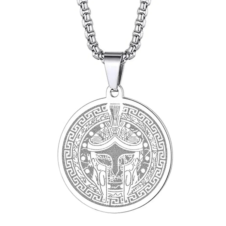 Mens Ancient Greek God Spartan Warrior Pendant Gladiator Necklace Women Mythology Spartan Helmet Charm Neck Chain Amulet Jewelry