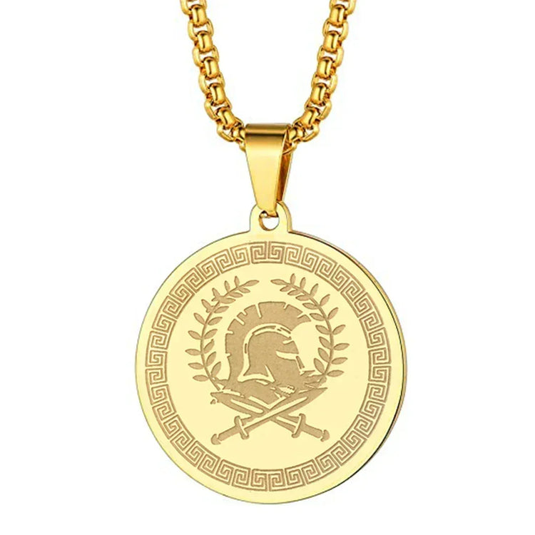 Mens Ancient Greek God Spartan Warrior Pendant Gladiator Necklace Women Mythology Spartan Helmet Charm Neck Chain Amulet Jewelry