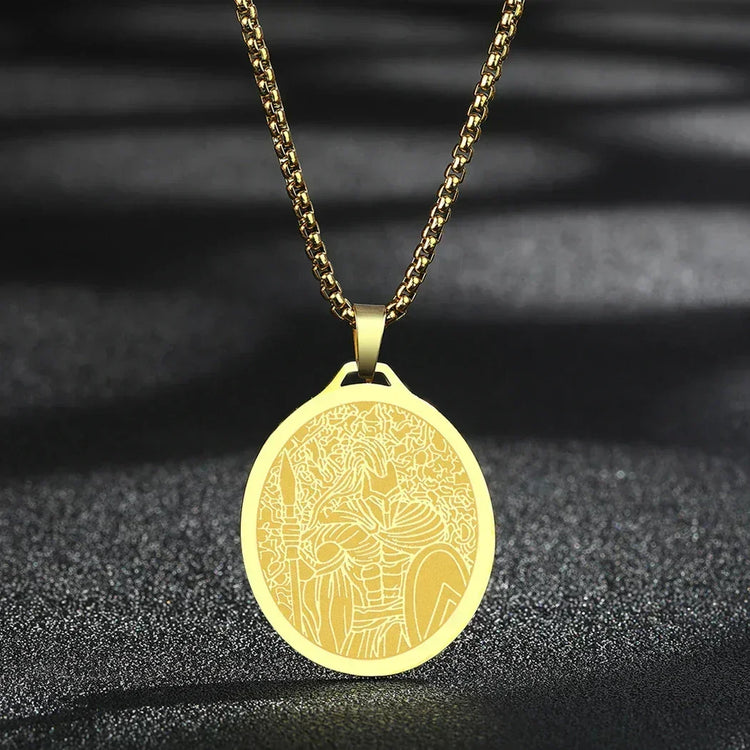 Mens Ancient Greek God Spartan Warrior Pendant Gladiator Necklace Women Mythology Spartan Helmet Charm Neck Chain Amulet Jewelry