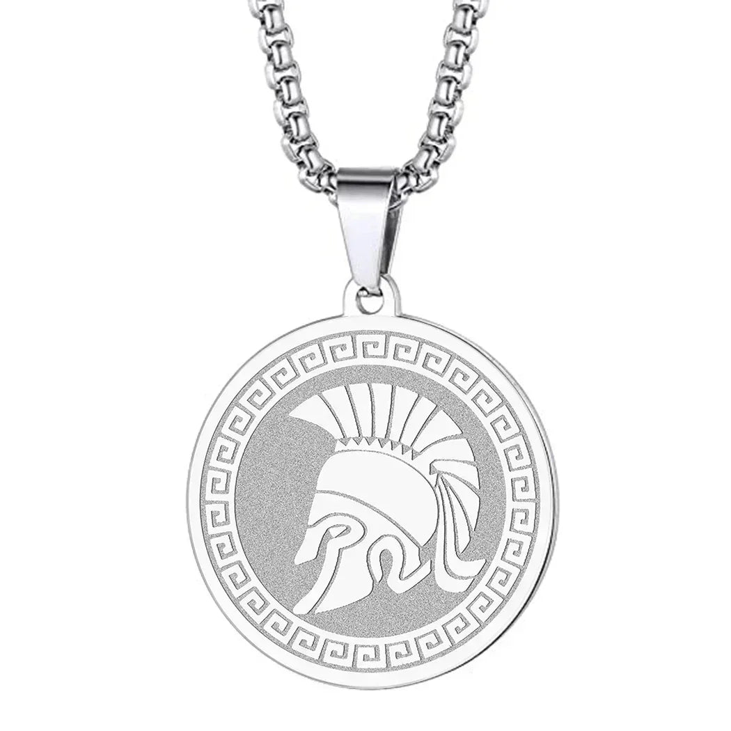 Mens Ancient Greek God Spartan Warrior Pendant Gladiator Necklace Women Mythology Spartan Helmet Charm Neck Chain Amulet Jewelry