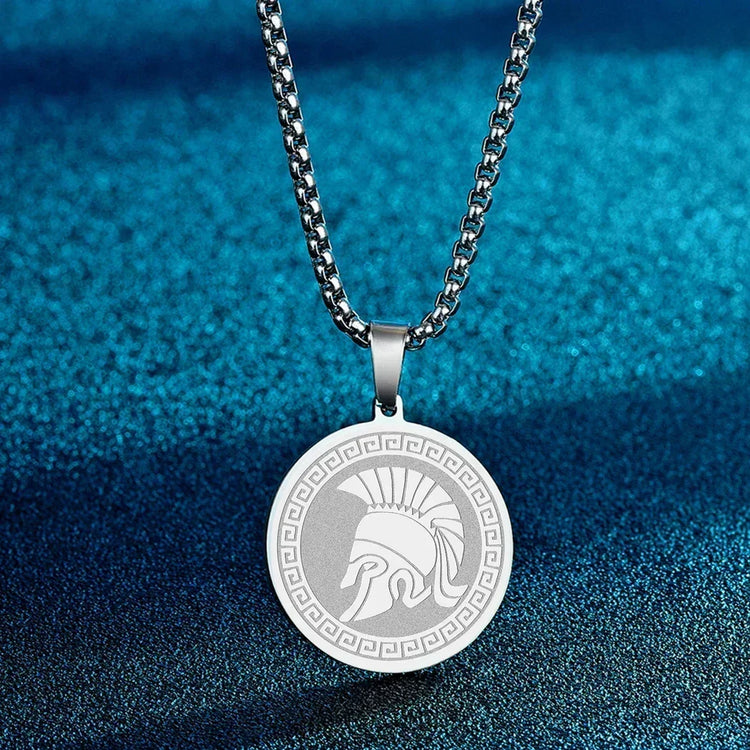Mens Ancient Greek God Spartan Warrior Pendant Gladiator Necklace Women Mythology Spartan Helmet Charm Neck Chain Amulet Jewelry
