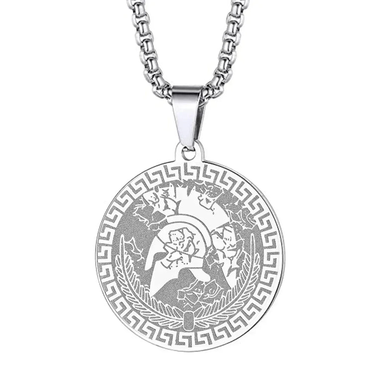 Mens Ancient Greek God Spartan Warrior Pendant Gladiator Necklace Women Mythology Spartan Helmet Charm Neck Chain Amulet Jewelry